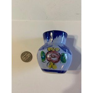 Vintage Portugal Handmade Ceramic Rose Floral Minature Vase 3”